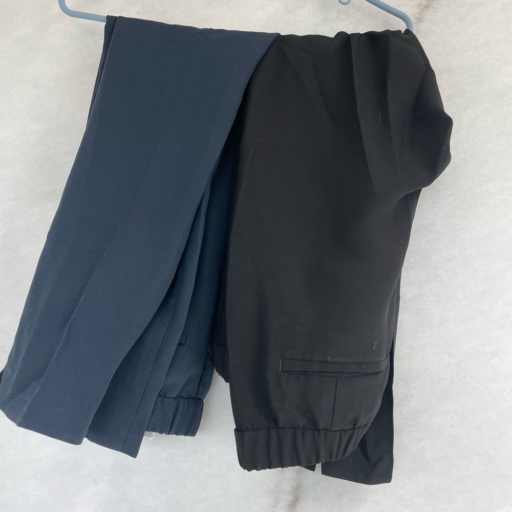 TWO pairs size XS banana republic black and blue trousers